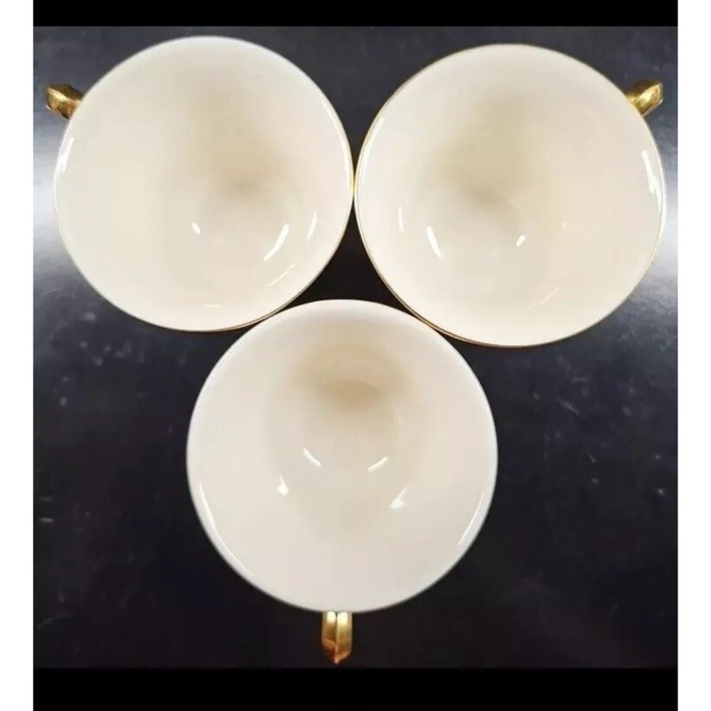 3 Lenox Eternal Cup Saucer Set Dimension Collection Elegant Gold Cream Dish Lot - Picture 5 of 6